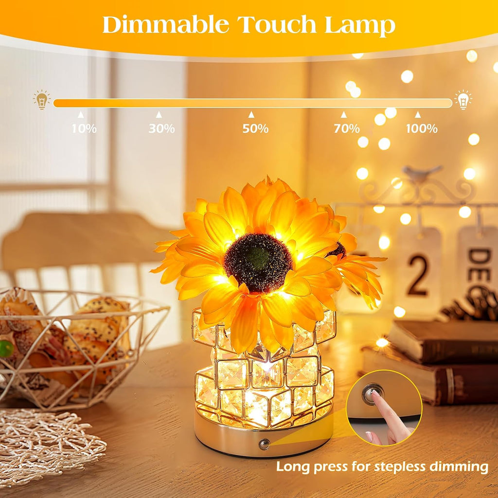 sunflowers flower lamp cordless touch table lamp birthday shown in use