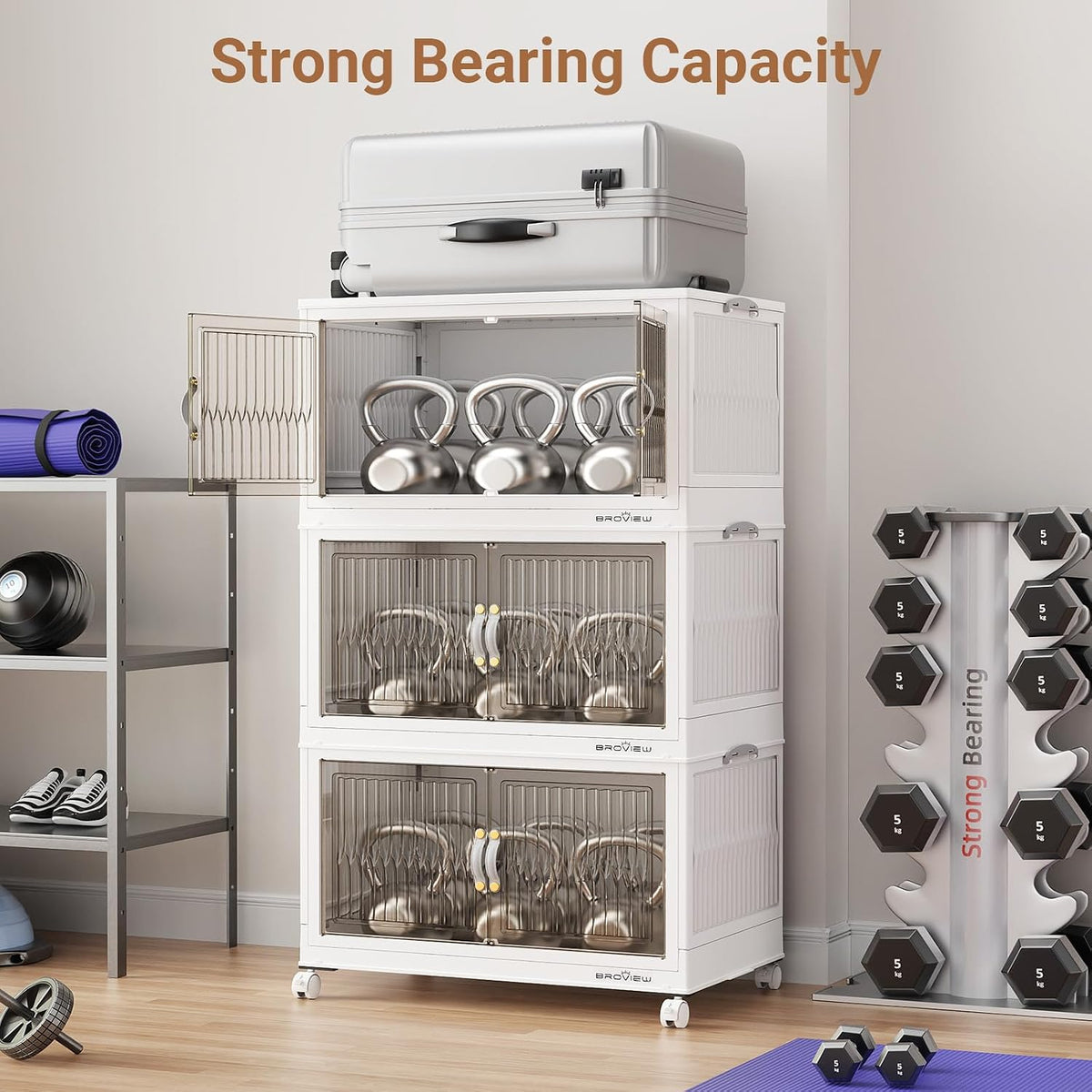 BROVIEW 400Qt Stackable Storage Bins with Lid, Extra Large Closet Organizer C...