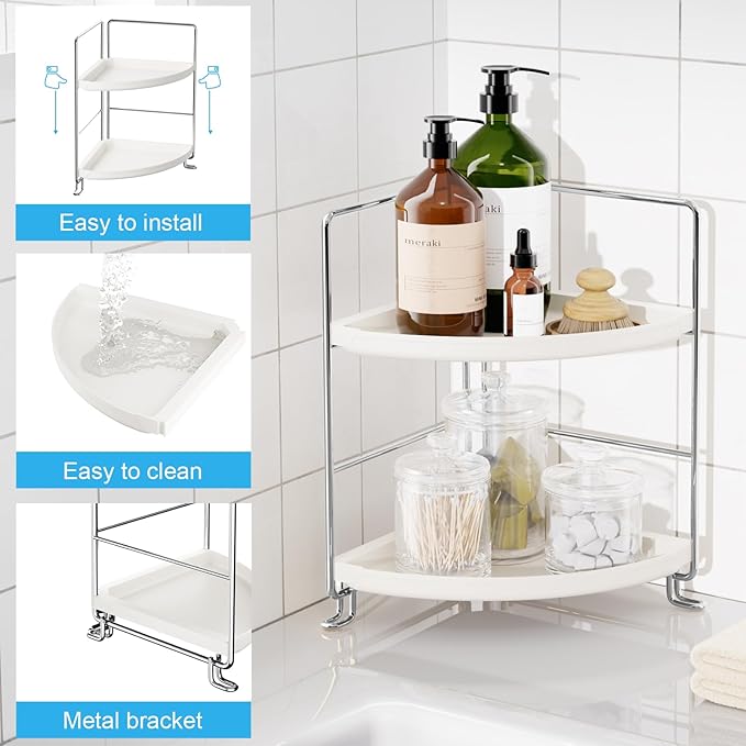 FSyueyun 2-Tier Corner Bathroom Counter Organizer, Tool-Less Installation - Image 4