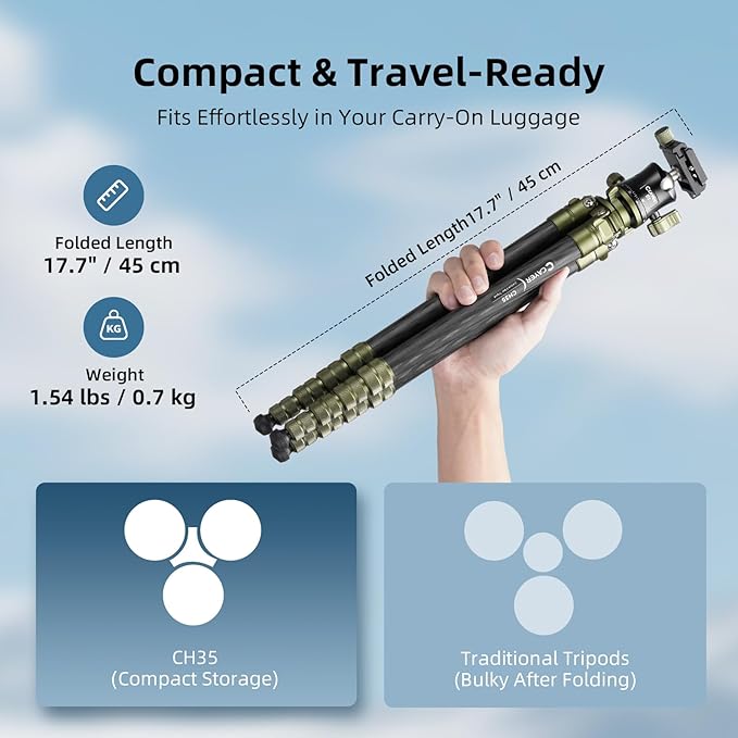 Cayer CH35 Travel Camera Tripod - Image 4
