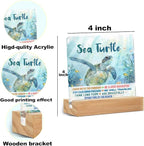 Sea Turtle Decor Desk Acrylic Sign 4x4 inch, Turtle Gifts - Image 2