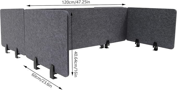 Clamp-On Acoustic Desk Divider, Desktop Privacy Panel, Sound Absorbing - Image 2