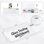 Glass Desktop Whiteboard with Calculator & Storage, Desk Dry Erase Note Memo - Image 2