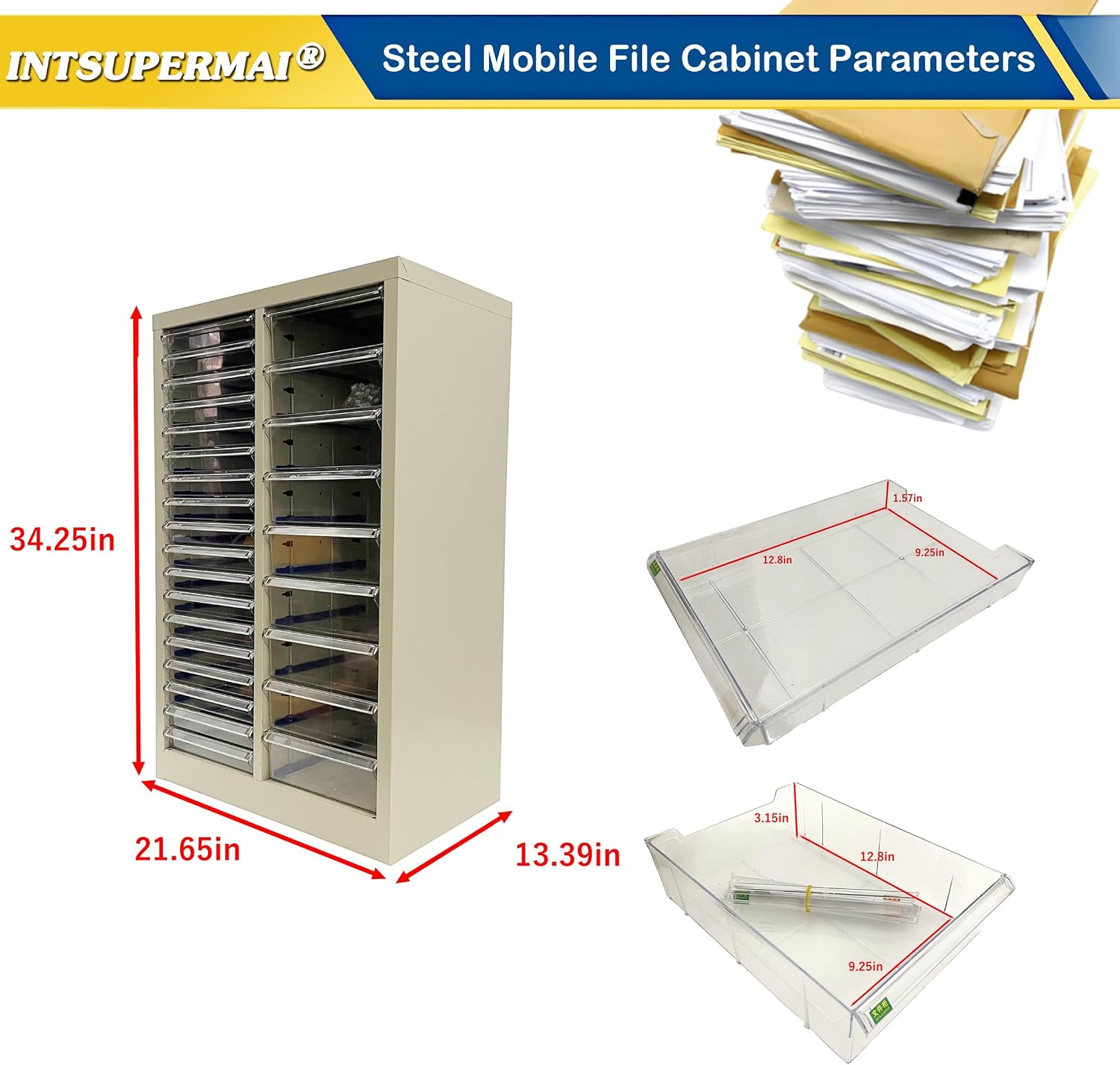 INTSUPERMAI Steel Mobile File Cabinet Combo - Partition Storage Organizer 27-Drawer for Office Home Salon, Books Toys Supplies (9M+18S Drawers)