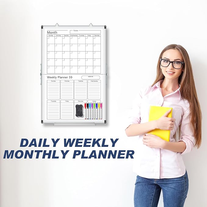 Lincia 24" x 16" Magnetic Vertical Monthly and Weekly Dry Erase Calendar - Image 4