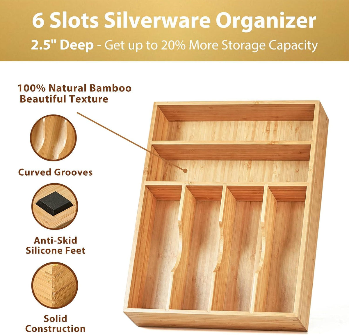 Umilife Kitchen Drawer Organizer, 12 Inch Silverware Utensil Tray Holder, Ext...