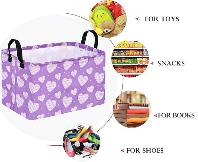 FUULOXE Rectangular Valentines Basket Storage Bin - Image 7