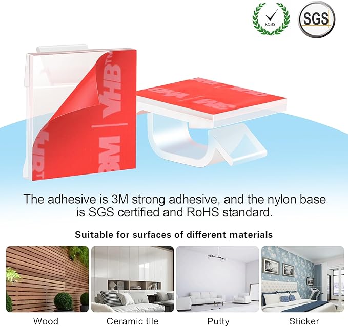 120PCS XHF Adhesive Cable Wire Clips Clear, Outdoor Christmas Light Clips - Image 3
