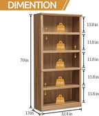 blini 5-Shelf Tall Bookcase Wooden Bookshelves 33in Wide Floor Standing Display - Image 2