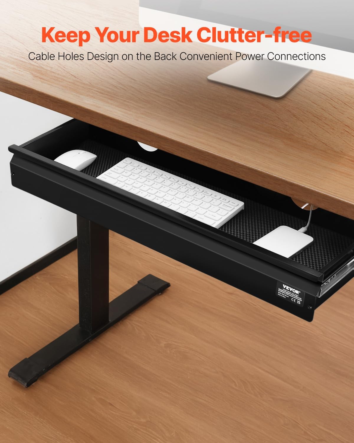 VEVOR Under Desk Drawer Slide Out, 26 inch Under Desk Mounted Pull-out Drawer...