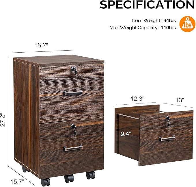 VINGLI 2 Drawer File Cabinet - Image 3