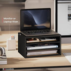 Ballucci Paper Organizer, 3-Tier Stackable Wood Desk Organizer, Document File - Image 4