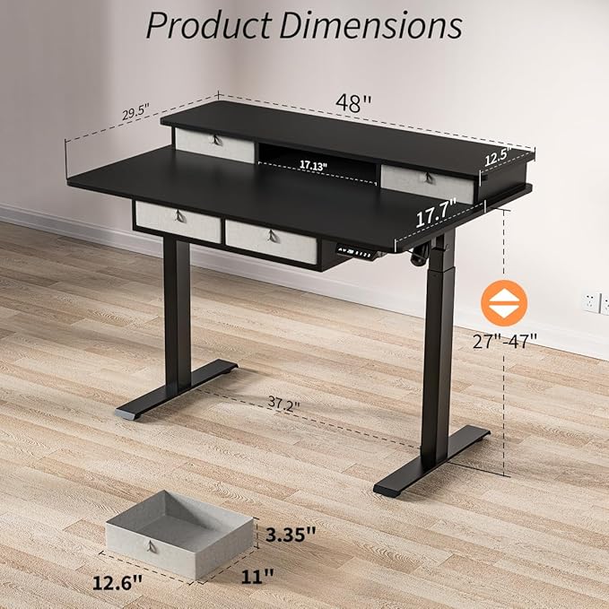 Kingant 48 x 30 Inch Electric Standing Desk - Image 3