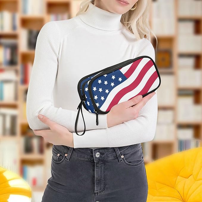 BOENLE USA American Flag Pencil Case Box Boys Girls Large Pencil Pouch Zipper - Image 7