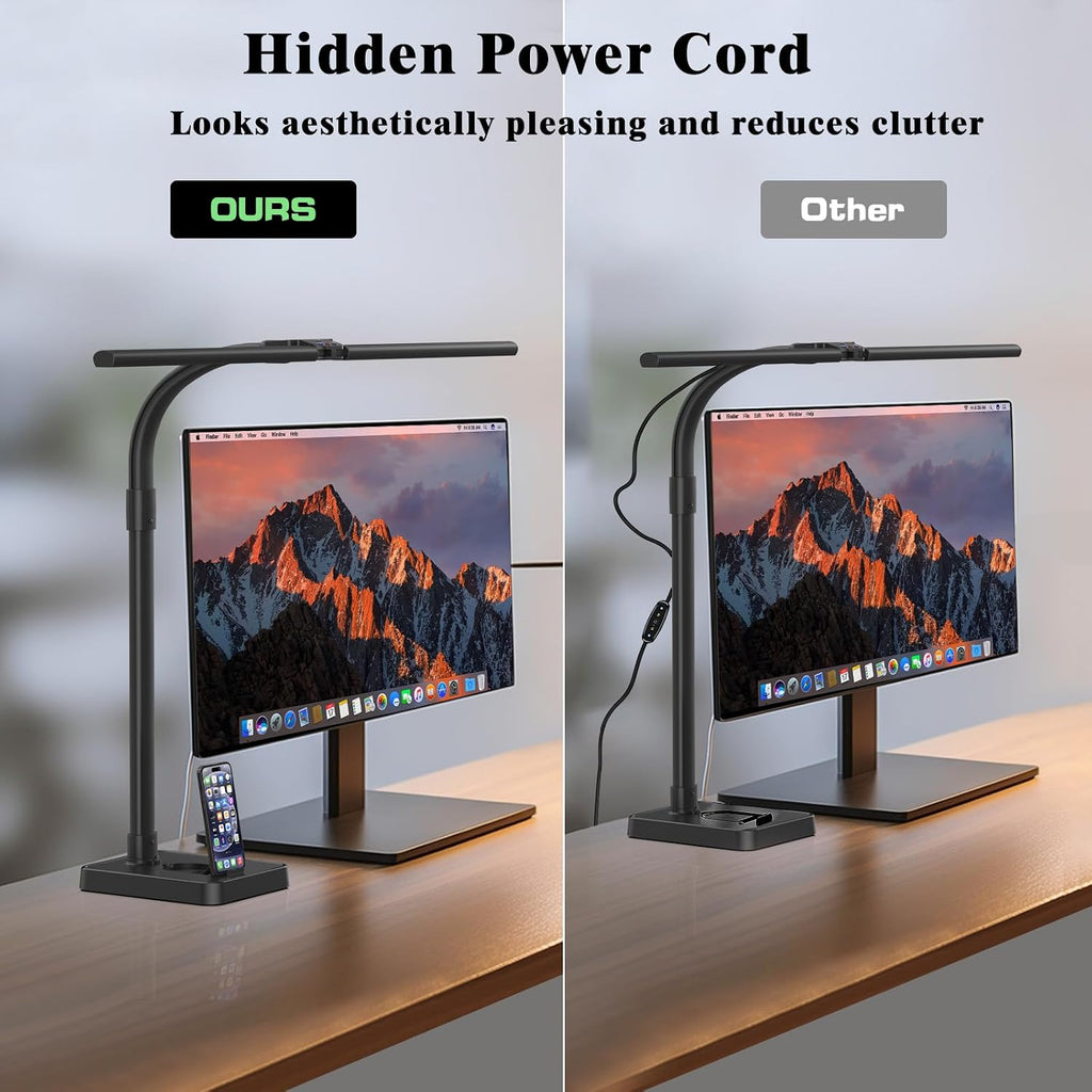 gaefury led desk lamp for home office, 24w showing dimensions