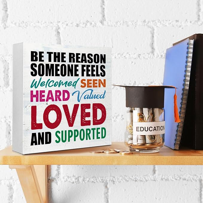 WUZYOU Office School Classroom Inclusive Wooden Block Sign Be The Reason - Image 4