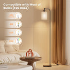 sibrille floor lamp with linen shade, dimmable tall showing dimensions