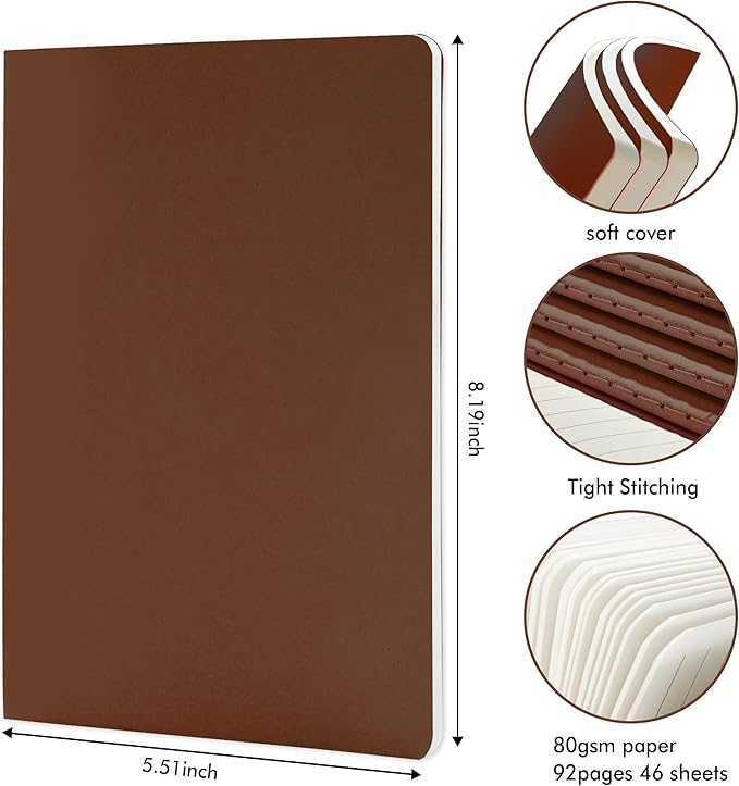 feela 8 Pack Soft Cover Journal Bulk, Notebooks College Ruled - Image 2