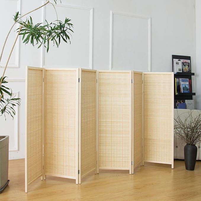 Furnnylane 6 Panel Short Room Divider Screen, Small Bamboo Panel Divider - Image 4