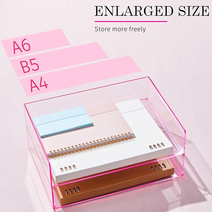 Harloon 4 Tier Acrylic Paper Tray 12.4 x 8.7 x 2.7 Inches Stackable Letter