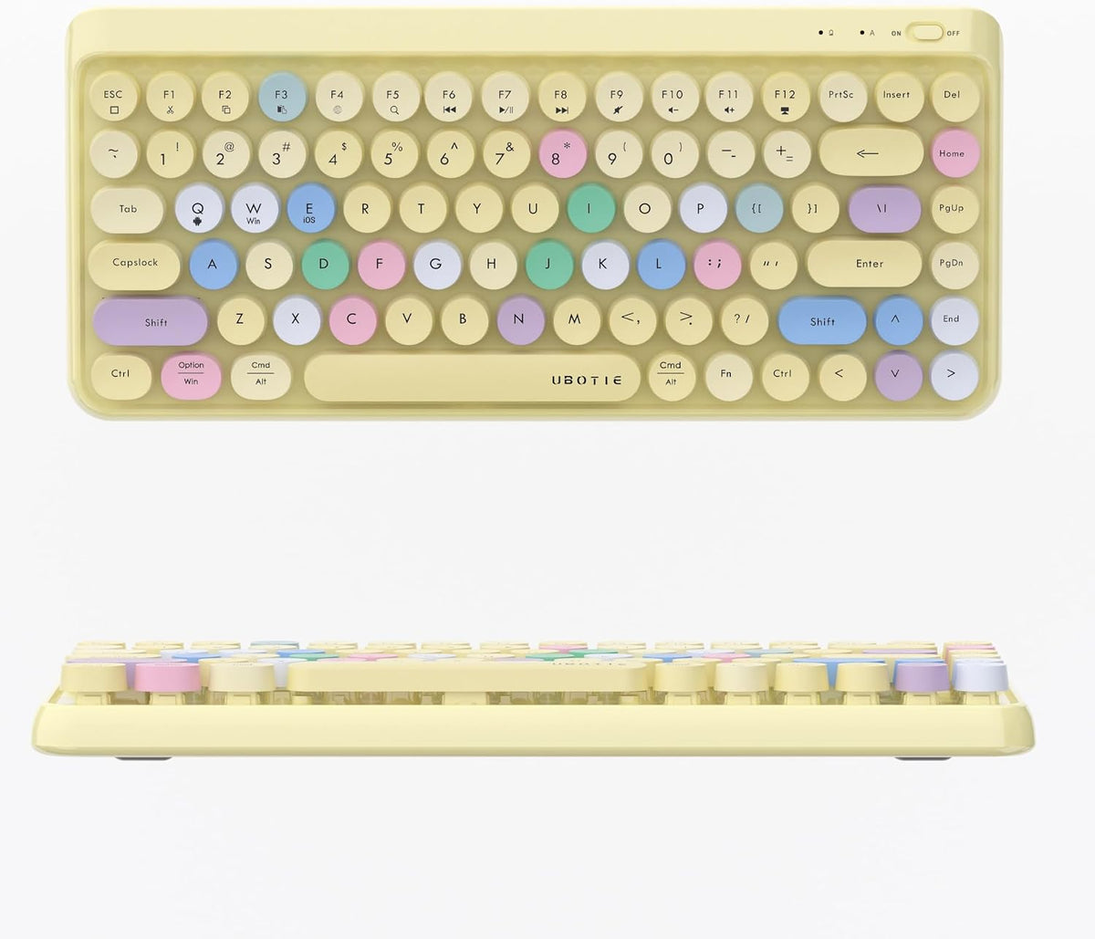 UBOTIE Portable Bluetooth Colorful Keyboards (Yellow-Colorful)