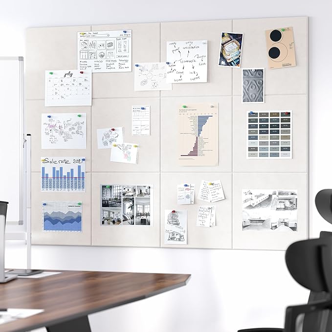 Neatsure Large Cork Board for Wall, 12 Panels Felt Tiles Tack Push Pin Board - Image 5