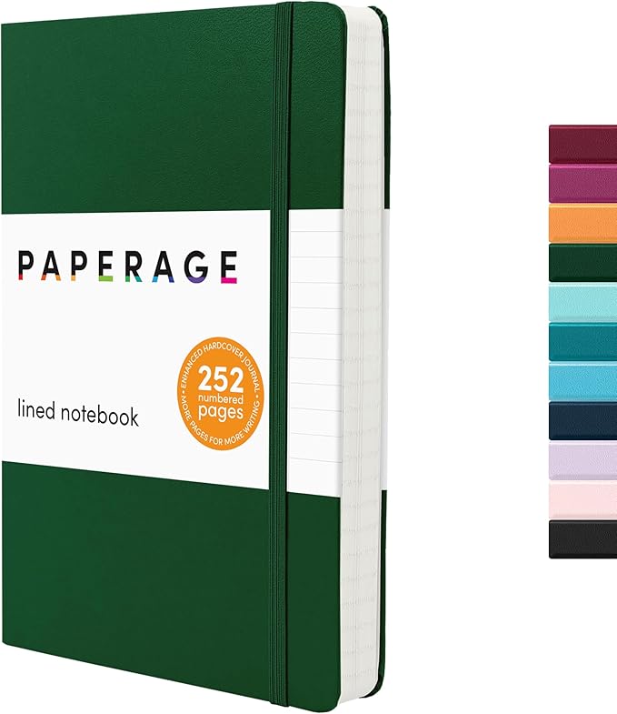 PAPERAGE Lined Journal Notebook, 252 Pages, Medium 5.6 in x 8 in by PAPERAGE
