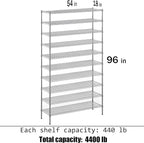 Regal Altair 18" Deep x 54" Wide x 96" Height Wire Shelving Kit | 10-Tier | NSF - Image 3