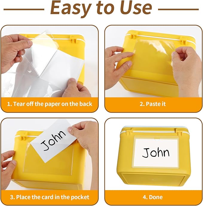 NIUBIER Storage Bin Labels, 36 Pack Clear Adhesive Pockets, Index Card Holder - Image 6