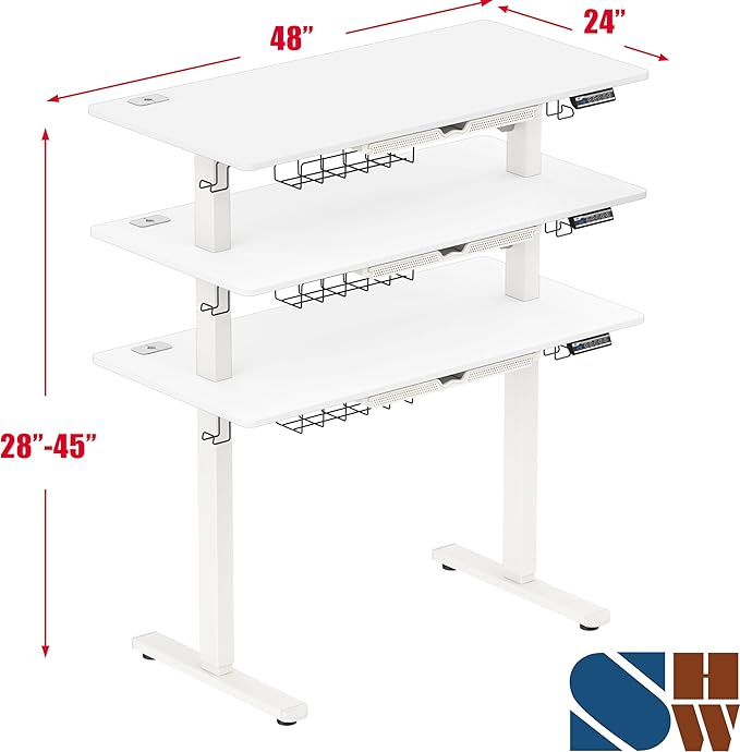 SHW 48-Inch Electric Height Adjustable Standing Desk - Image 3