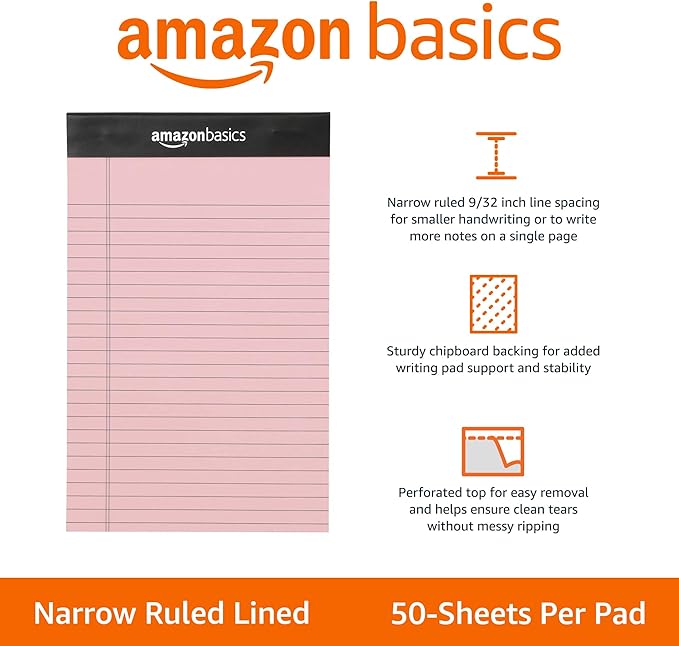 Amazon Basics Narrow Ruled 5-Inch by 8-Inch Lined Writing Note Pads - Image 2