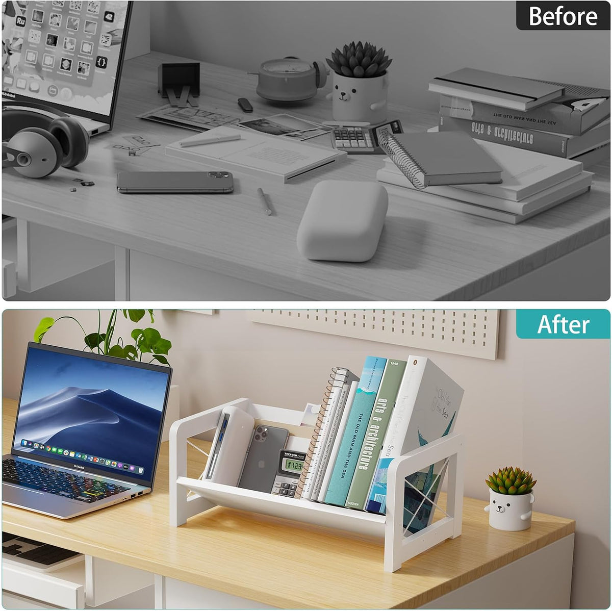 ELITEROO Mini Bookshelf for Desk, Desktop Bookcase, Single Cookbook Shelf, Ta...