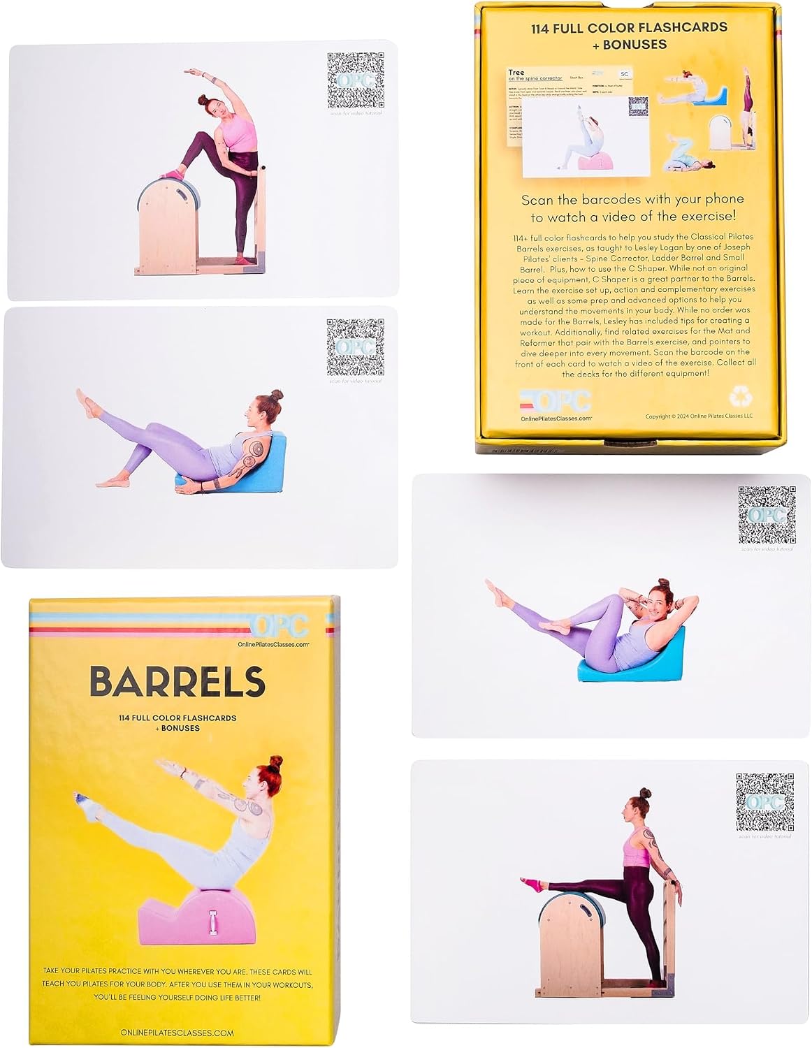 OnlinePilatesClasses Pilates Barrels Flashcards, Deck Cards Set