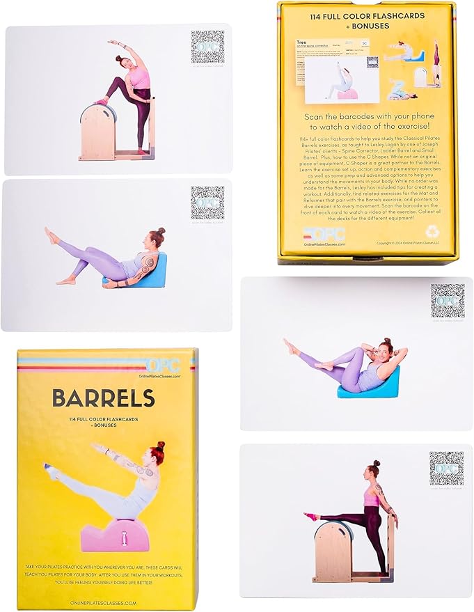 OnlinePilatesClasses Pilates Barrels Flashcards, Deck Cards Set by OnlinePilatesClasses.com
