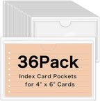 36 Pack Adhesive 4" x 6" Index Card Pockets by BESARME