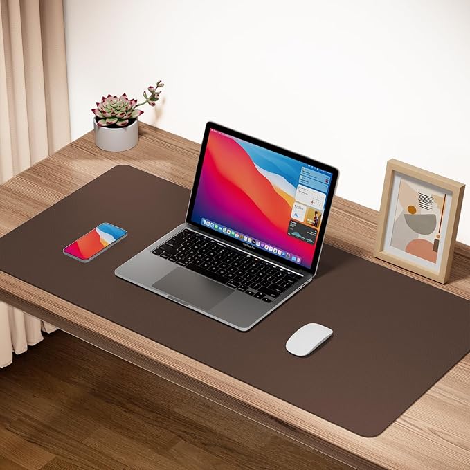 Boutilon Leather Desk Pad Protector, Non-Slip Mouse Pad, Laptop Desk Pad - Image 2