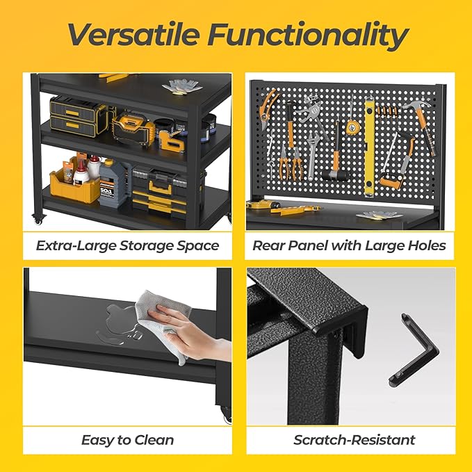 10 Sets Storage Shelves with Pegboard, Heavy Duty Garage Shelving Units and - Image 6