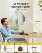 monTEK Single Monitor Arm with USB, Mechanical Spring Monitor Arm - Image 3