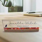 Artblox Personalized Office Desk Name Plate and Business Card Holder | Clear - Image 7