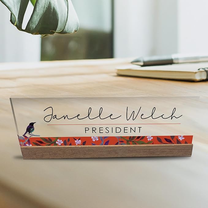 Artblox Personalized Office Desk Name Plate and Business Card Holder | Clear - Image 7