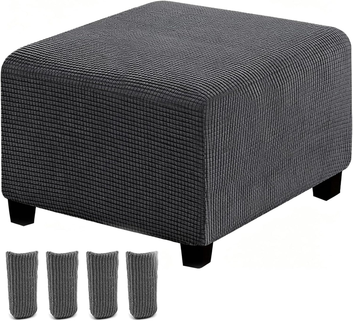 Ottoman Cover Square Stretch Stool Slipcover Rectangle Washable