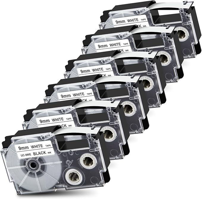 Pristar Replace for Casio XR-9WE XR9WE XR-9WE2S 9mm Labeling Tape 3/8" Black On by Pristar