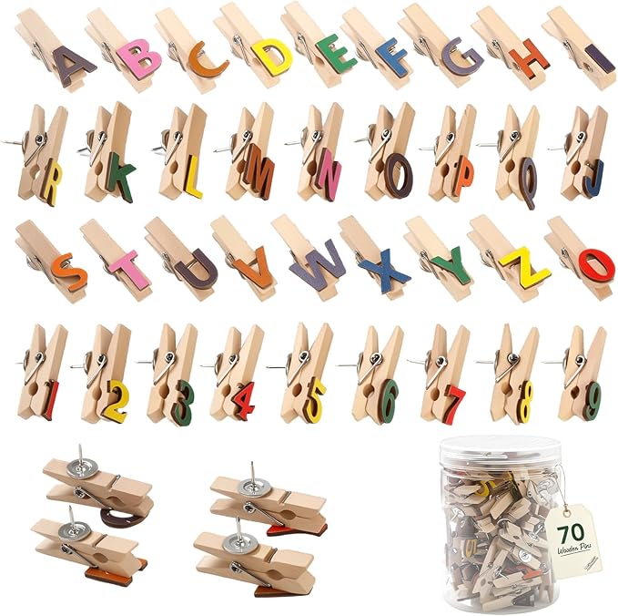 Byvood 70 Pcs Alphabet & Number Push Pins by Unknown
