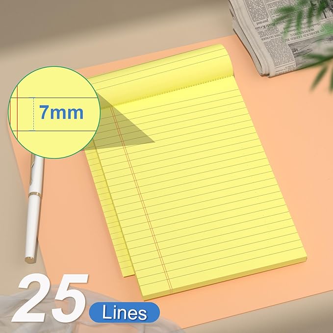 5" x 8" Yellow Legal Pads Writing Pads 12 Pack of Notepad 80gsm Paper Small - Image 4