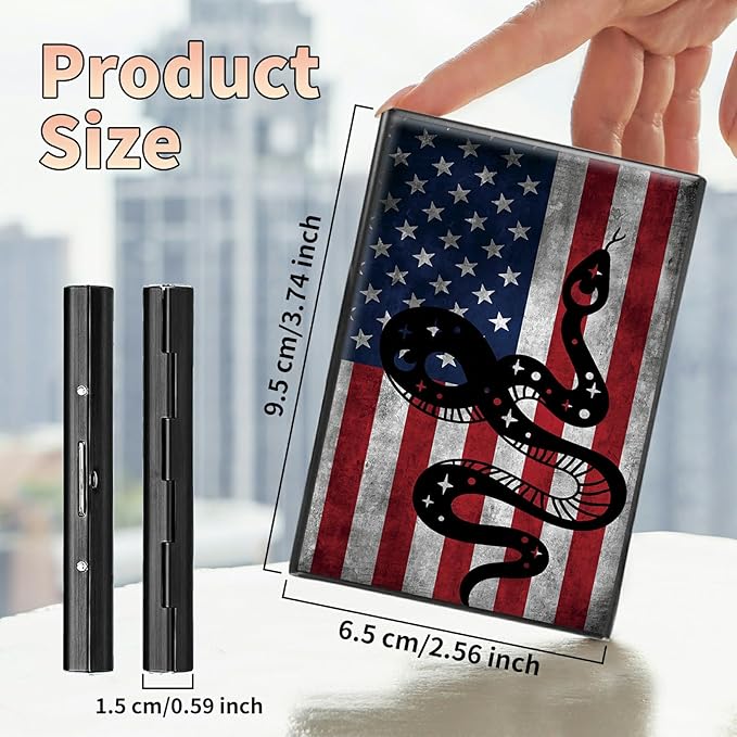 BWEGRHE Slim Credit Card Holder, Snake Flag RFID Blocking Metal Wallet - Image 2