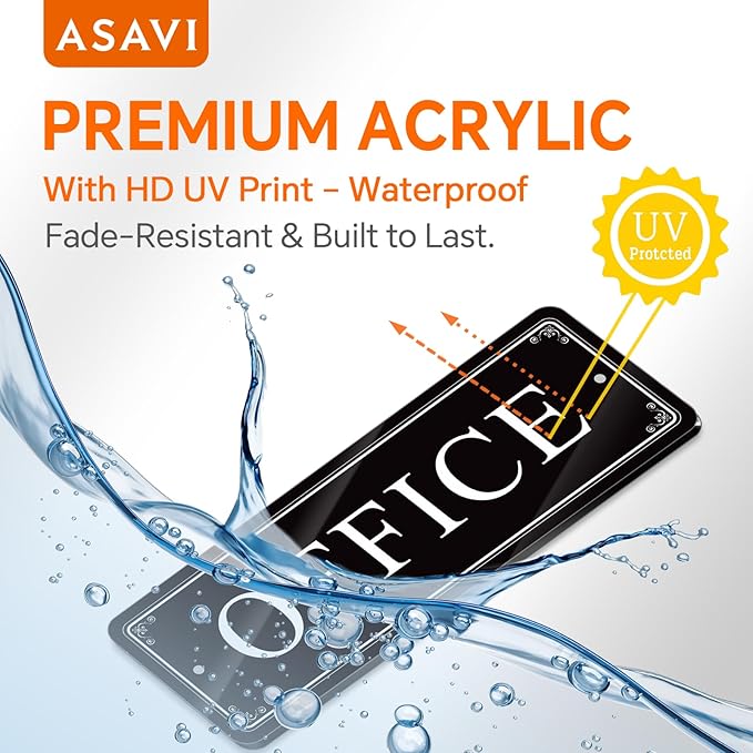 ASAVI “OFFICE” Acrylic Door Sign – Waterproof & Fade-Resistant Office Label - Image 3