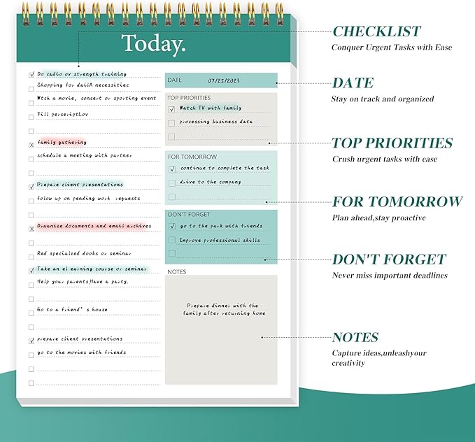 GOLDPEI To Do List Notepad - Image 2