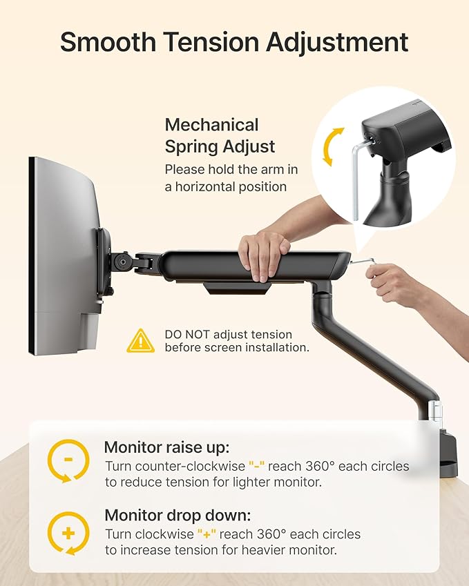 monTEK Dual Monitor Arm, Mechanical Spring Monitor Arm - Image 9