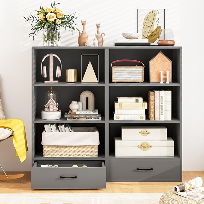 LOKO 4-Tier Bookcase with Storage Drawer, Modern Organizer Display Storage - Image 5