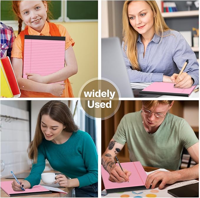 360 Sheets Pink Legal Pads 8.5" x 11" Pack of 12 Note Pads Wide Ruled Lined - Image 7